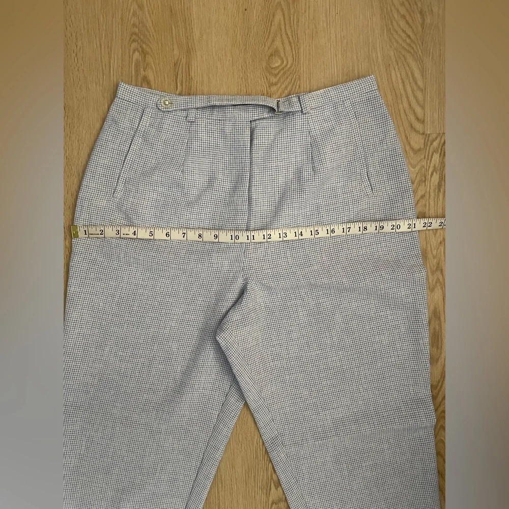 Gingham Tapered Trousers Blue White Sz 14 - Picture 10 of 14